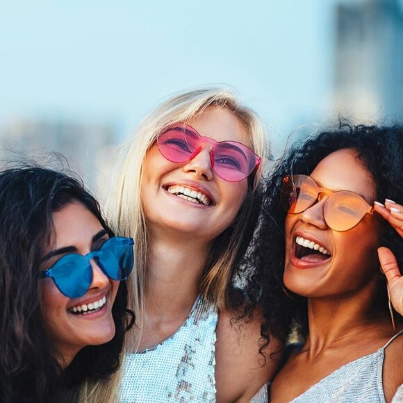 18 Pack Colored Rimless Sunglasses Party Glasses Unisex Adult Women